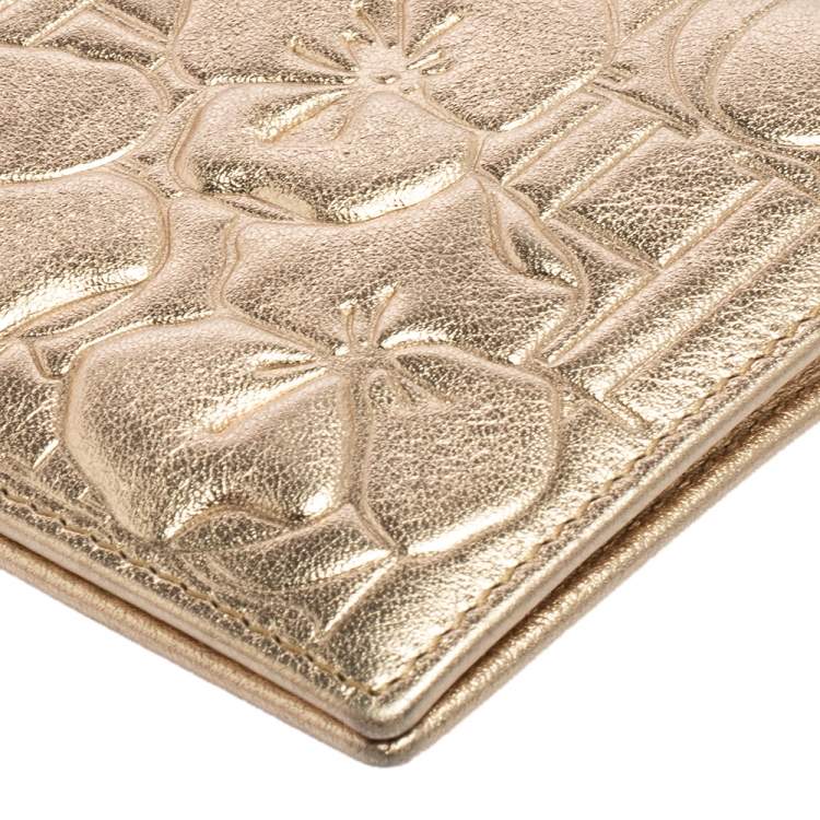 Pre Owned CH Carolina Herrera Embossed Leather Bifold Continental Wallet