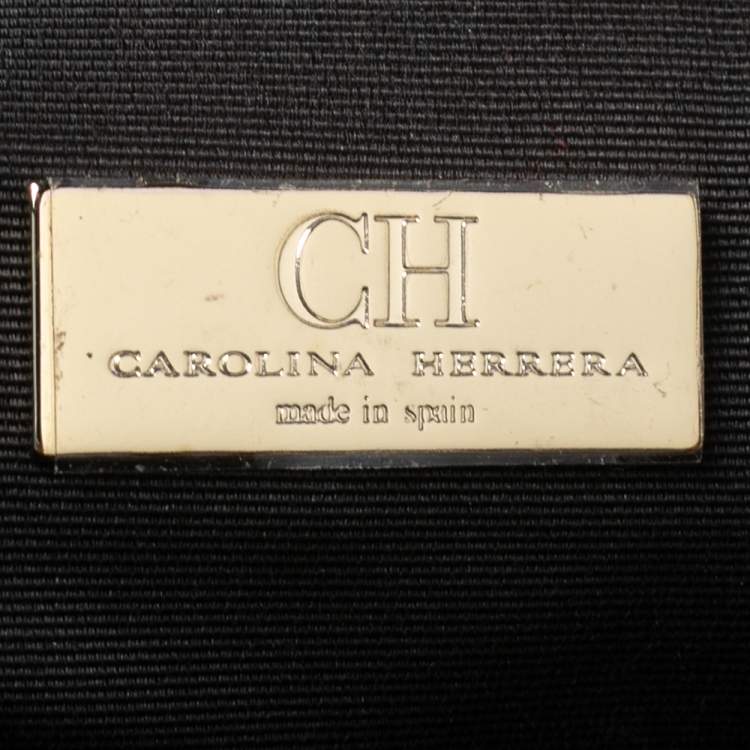 مملوكة مسبقًا CH Carolina Herrera Brown Monogram Embossed Leather Charm Tote