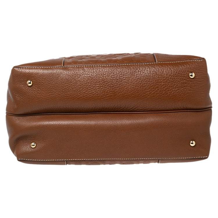 مملوكة مسبقًا CH Carolina Herrera Brown Monogram Embossed Leather Charm Tote