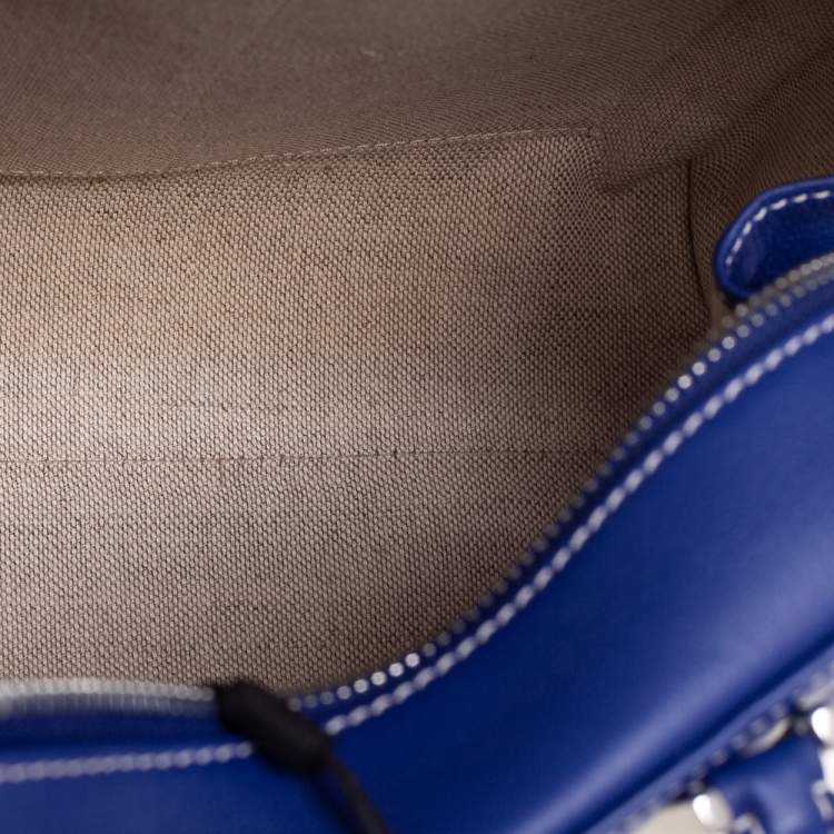 Pre Owned CH Carolina Herrera Blue Embossed Leather Baron Satchel