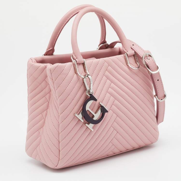 Pre Owned CH Carolina Herrera Pink Quilted Leather Duchess Tote 