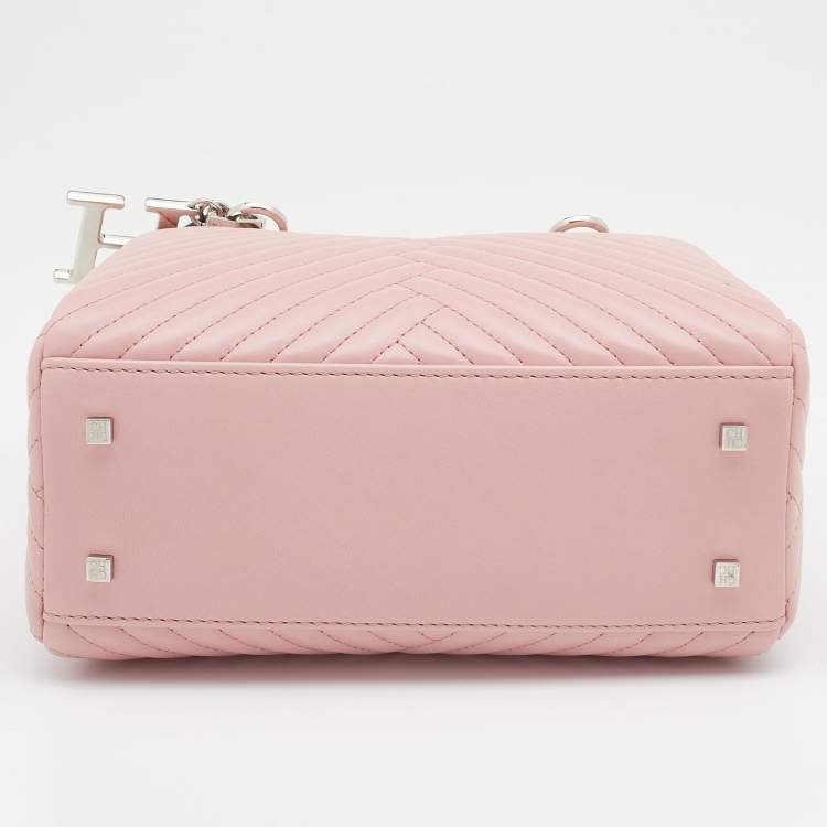 Pre Owned CH Carolina Herrera Pink Quilted Leather Duchess Tote 