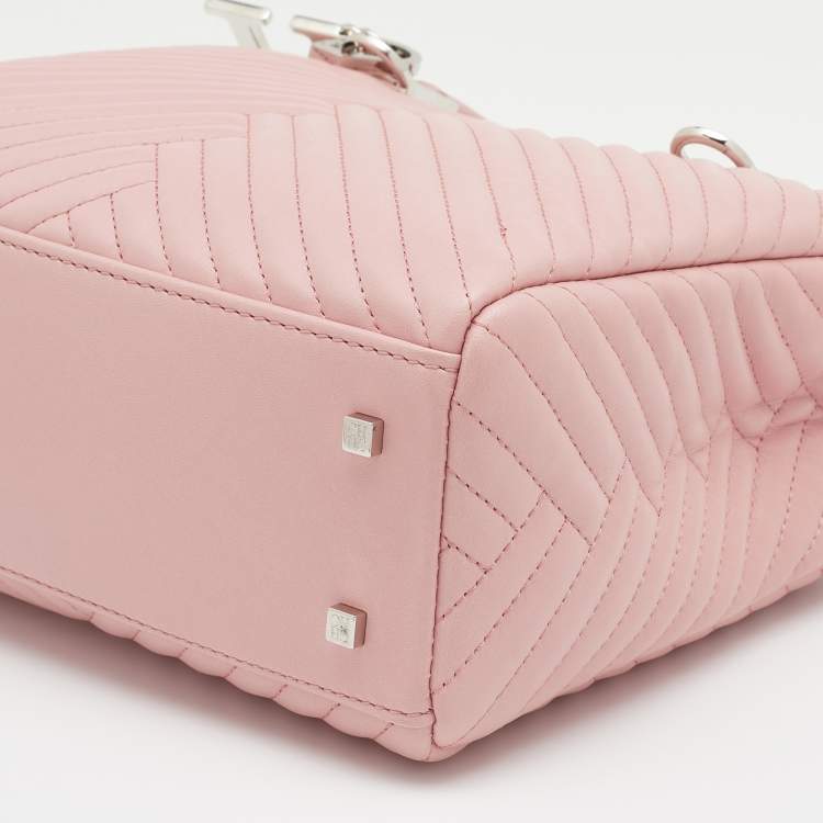 Pre Owned CH Carolina Herrera Pink Quilted Leather Duchess Tote 