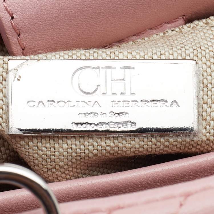 Pre Owned CH Carolina Herrera Pink Quilted Leather Duchess Tote 