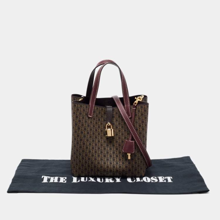Pre Owned CH Carolina Herrera Brown Signature Coated Canvas and Leather Matryoshka Padlock Tote
