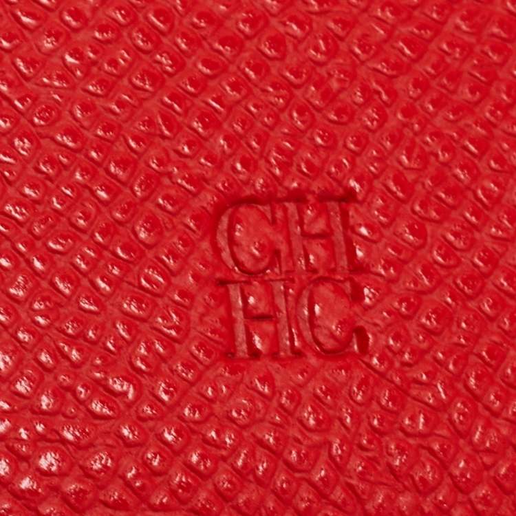 Pre Owned CH Carolina Herrera Brown Monogram Embossed Coated Canvas and Leather French Wallet
