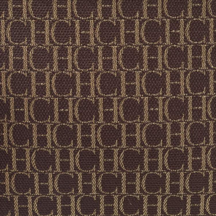 Pre Owned CH Carolina Herrera Burgundy/Brown Monogram Canvas Continental Pouch