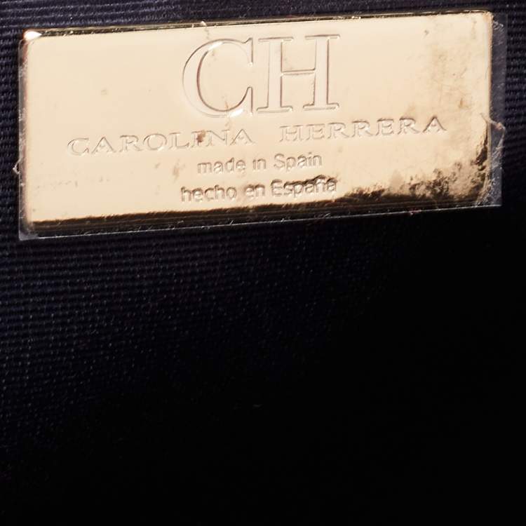 Pre Owned CH Carolina Herrera Burgundy/Brown Monogram Canvas Continental Pouch