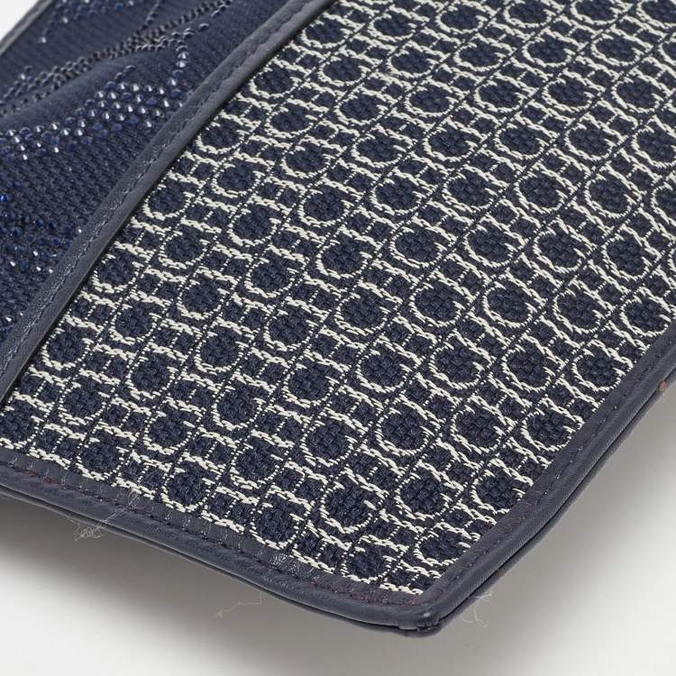 Pre Owned CH Carolina Herrera Blue Monogram Canvas Zip Pouch