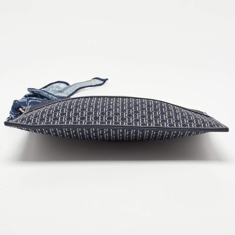 Pre Owned CH Carolina Herrera Blue Monogram Canvas Zip Pouch