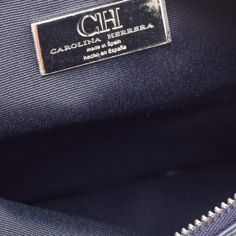 Pre Owned CH Carolina Herrera Blue Monogram Canvas Zip Pouch
