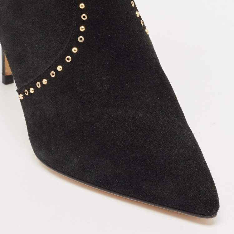 Pre Owned CH Carolina Herrera Black Suede Ankle Length Boots Size 37