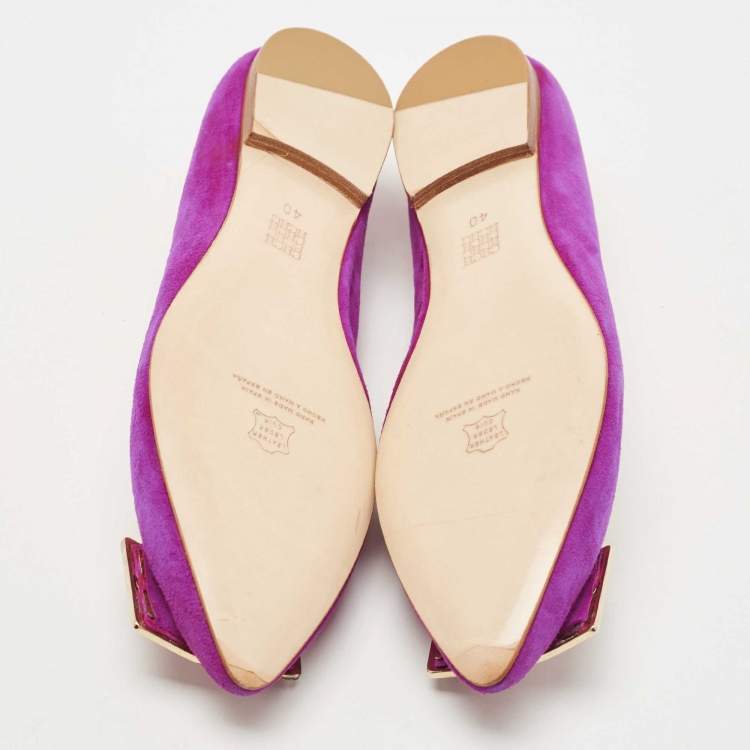 Pre Owned CH Carolina Herrera Pink Suede Pointed Toe Ballet Flats Size 40