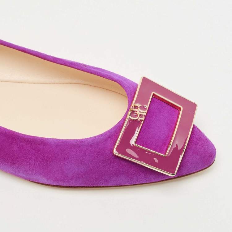 Pre Owned CH Carolina Herrera Pink Suede Pointed Toe Ballet Flats Size 40