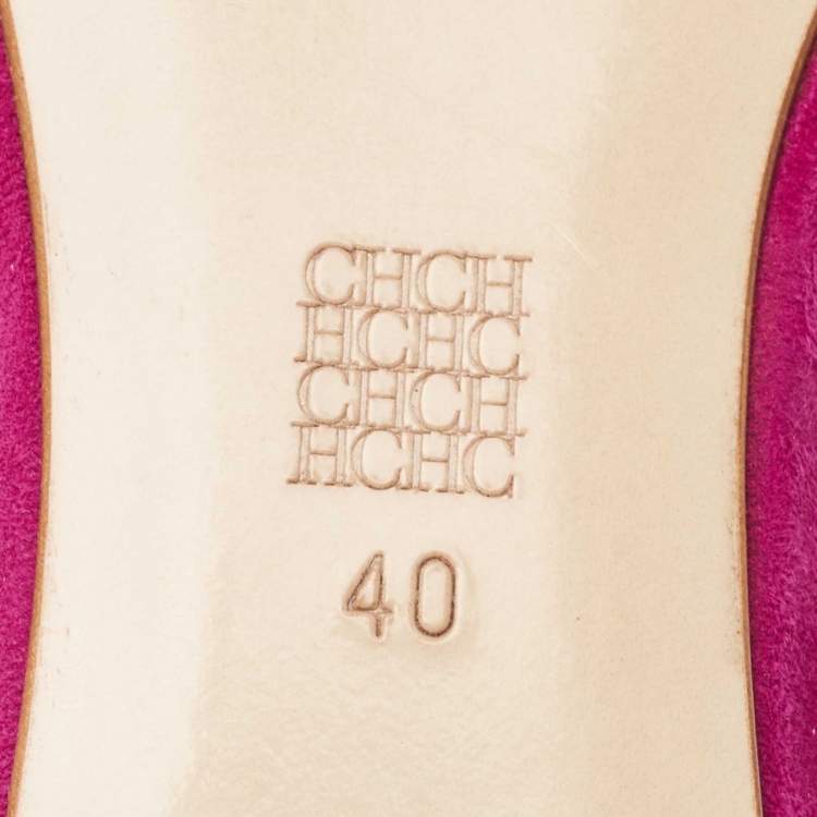 Pre Owned CH Carolina Herrera Pink Suede Pointed Toe Ballet Flats Size 40