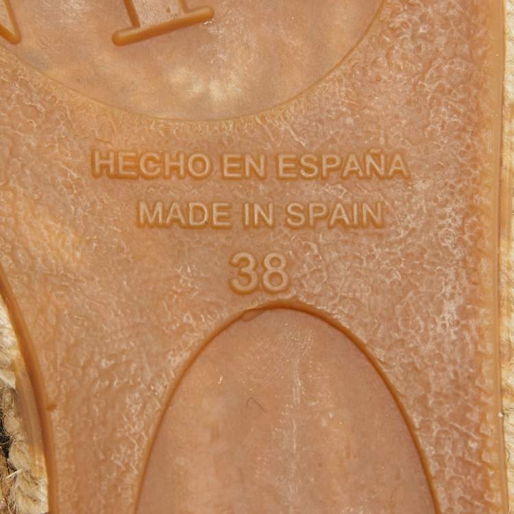 Pre Owned CH Carolina Herrera Gold Leather Espadrille Flats Size 38