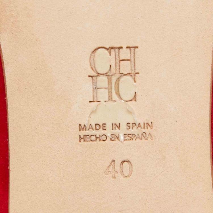 Pre Owned CH Carolina Herrera Red Suede Lace Up Ballet Flats Size 40