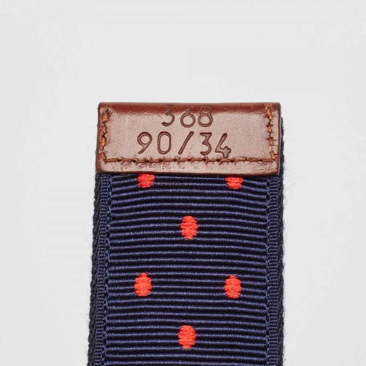 Pre Owned CH Carolina Herrera Navy Blue/Red Polka Dot Grosgrain Belt 90 CM