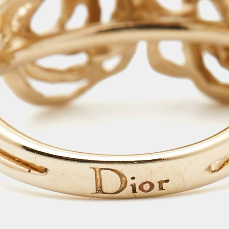 Pre Owned Dior Rose Gold Tone Ring Size 52