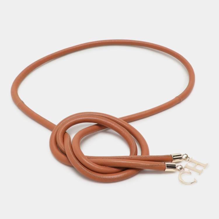 Pre Owned Carolina Herrera Brown Leather Rope Belt