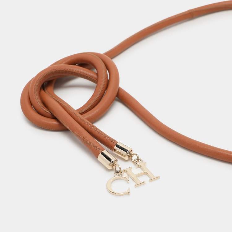 Pre Owned Carolina Herrera Brown Leather Rope Belt