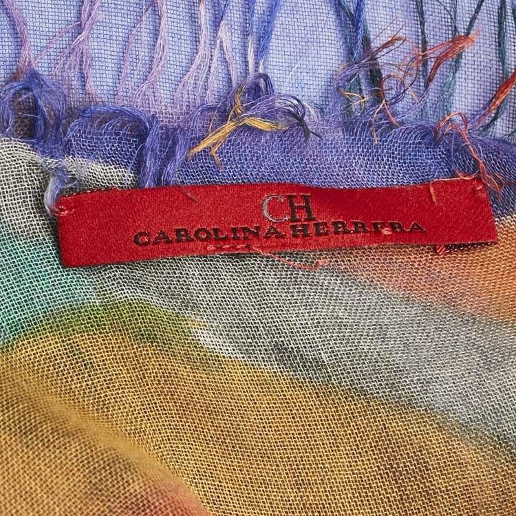 Pre Owned CH Carolina Herrera Multicolor Abstract Print Silk Scarf 