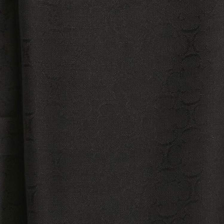 Pre Owned CH Carolina Herrera Black Silk & Wool Rosette Insignia Shawl