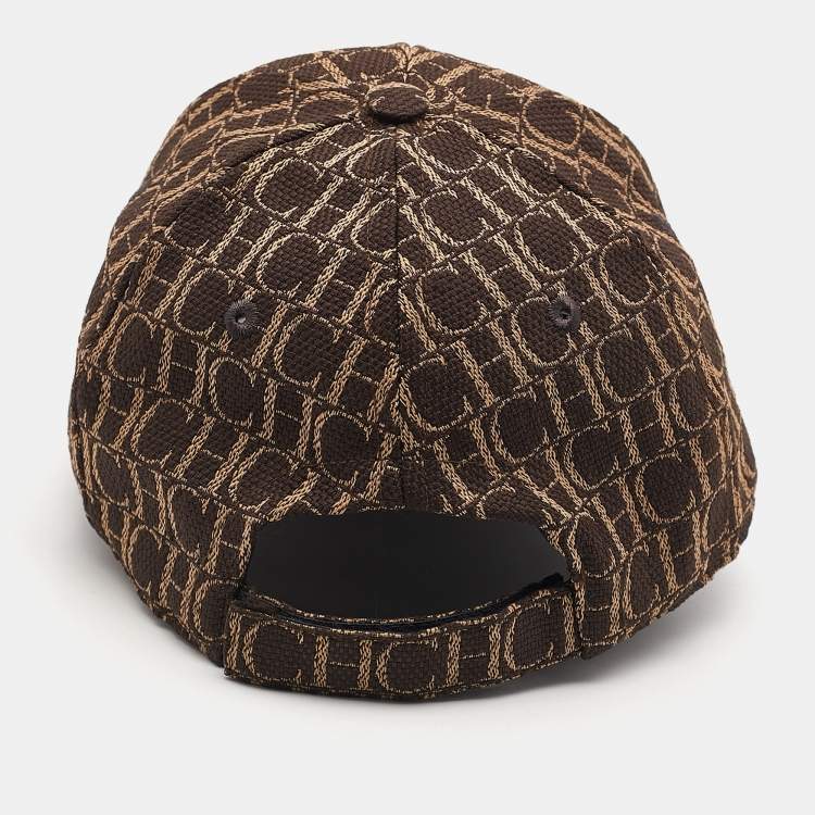 Pre Owned CH Carolina Herrera Brown Logo Canvas Baseball Cap 