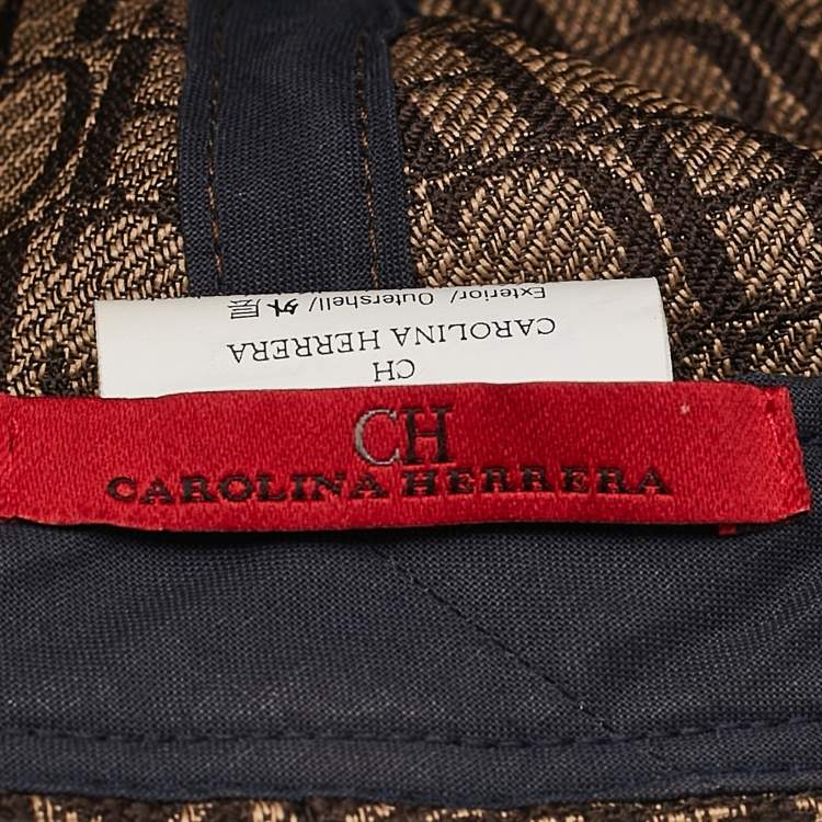 Pre Owned CH Carolina Herrera Brown Logo Canvas Baseball Cap 