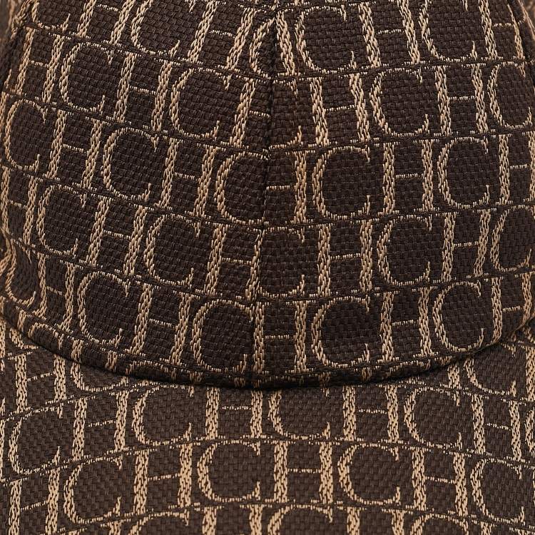 Pre Owned CH Carolina Herrera Brown Logo Canvas Baseball Cap 