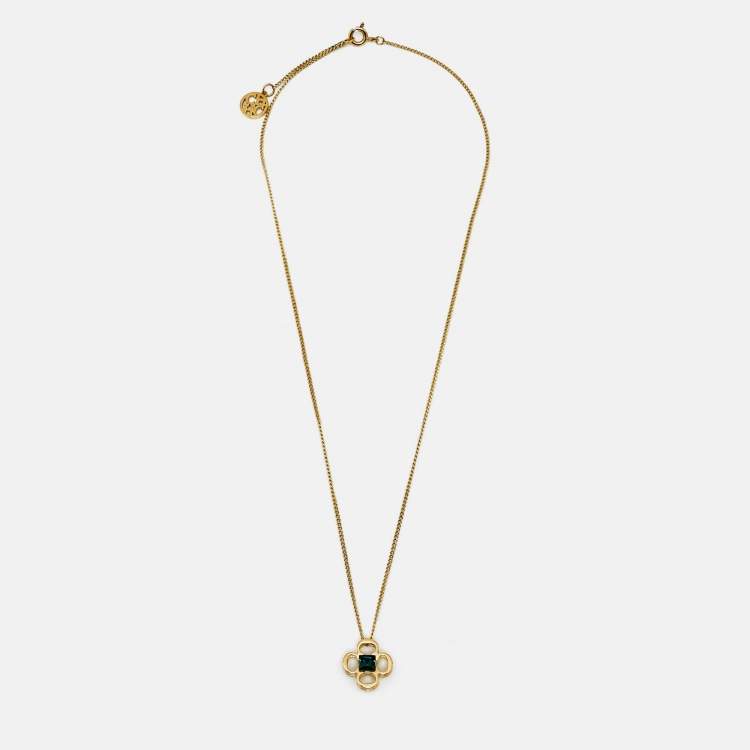 Pre Owned  Carolina Herrera CH Crystals Gold Tone Necklace