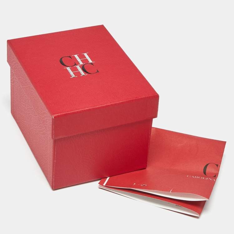 Pre Owned CH Carolina Herrera Flower Applique Bag Charm Beige/Blue Leather