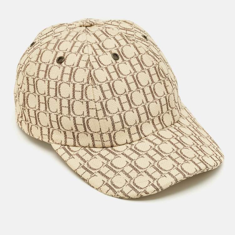 Pre Owned CH Carolina Herrera Beige Monogram Canvas Baseball Cap M