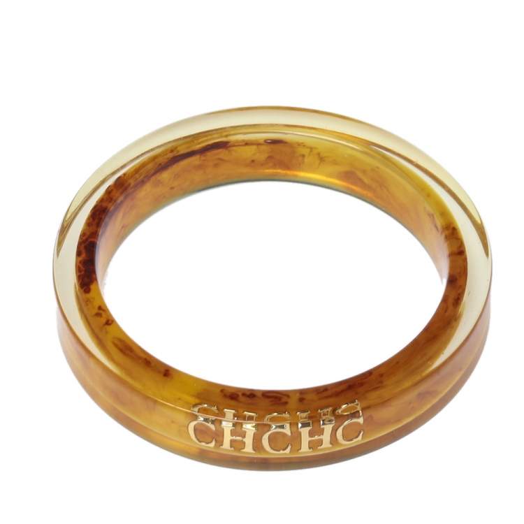 Pre Owned CH Carolina Herrera Orange Resin Bangle Bracelet