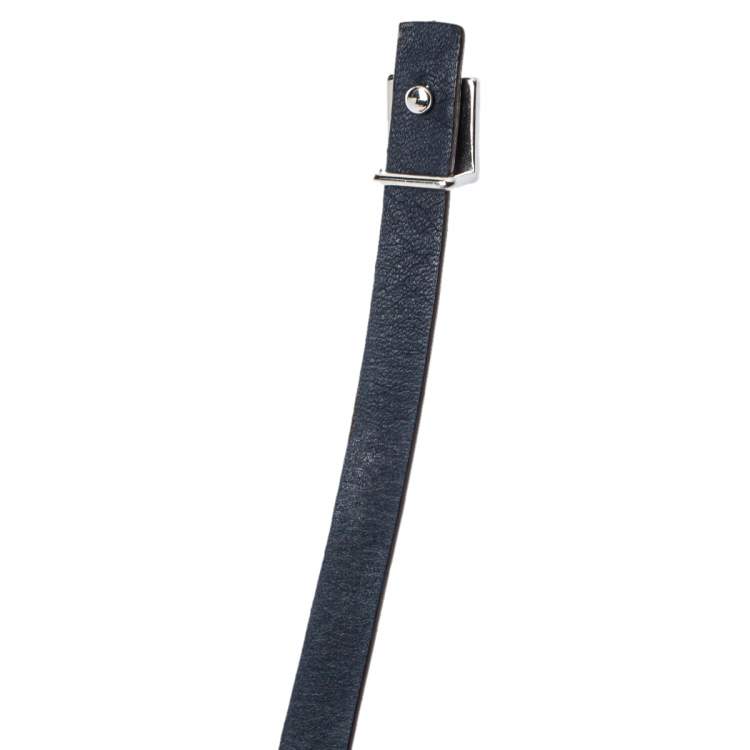 Pre Owned Carolina Herrera Blue Leather Let it Glow Double Loop Bracelet