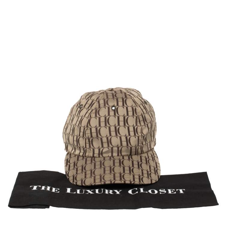 Pre Owned CH Carolina Herrera Beige Logo Canvas Baseball Cap M