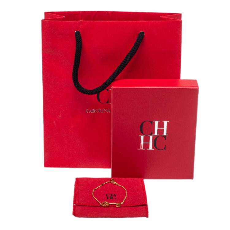 Pre Owned Carolina Herrera Gold Tone Key Charm Bracelet