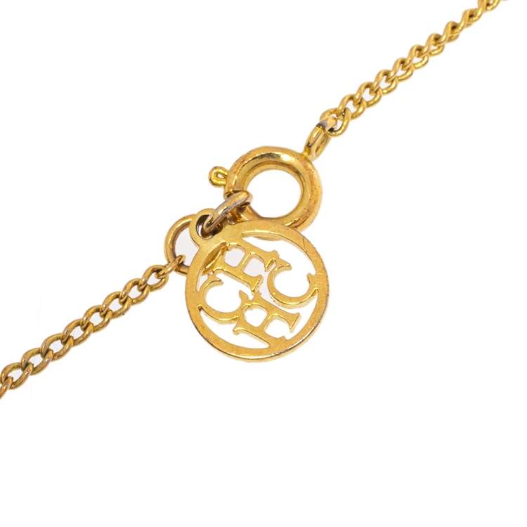 Pre Owned Carolina Herrera Gold Tone Key Charm Bracelet