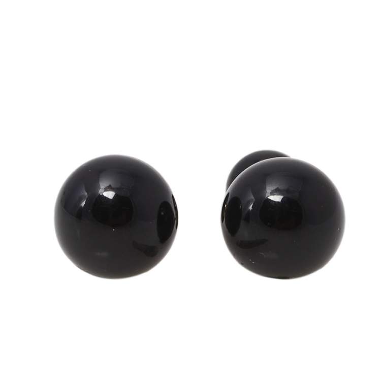 Pre Owned CH Carolina Herrera Black Enamel Gold Tone Stud Earrings