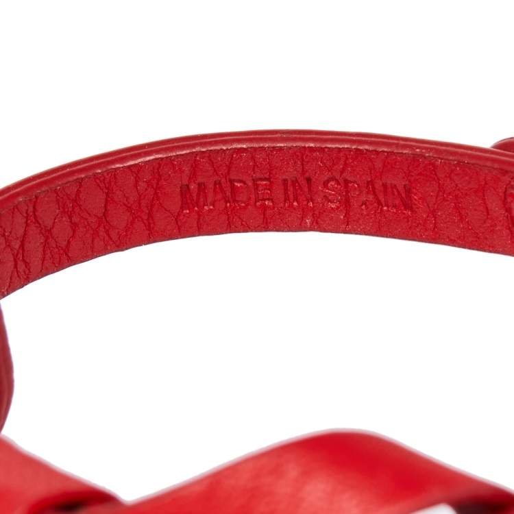 Pre Owned CH Carolina Herrera Red Leather Ribbon Bracelet