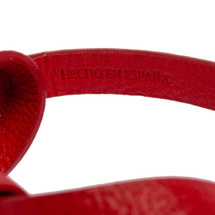 Pre Owned CH Carolina Herrera Red/Beige Monogram Canvas and Leather Ribbon Bracelet