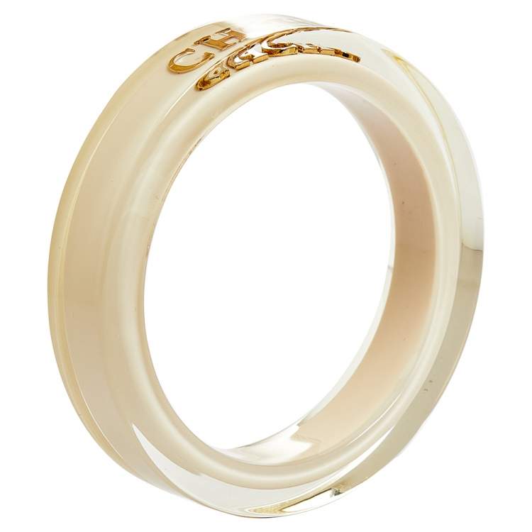 Pre Owned CH Carolina Herrera White Resin Bangle Bracelet