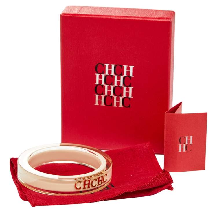 Pre Owned CH Carolina Herrera White Resin Bangle Bracelet