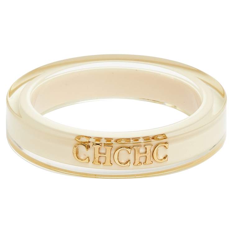 Pre Owned CH Carolina Herrera White Resin Bangle Bracelet