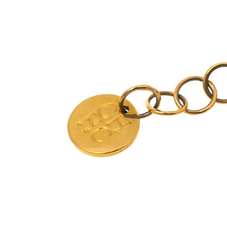 Pre Owned CH Carolina Herrera Gold Tone Multi Chain Bracelet