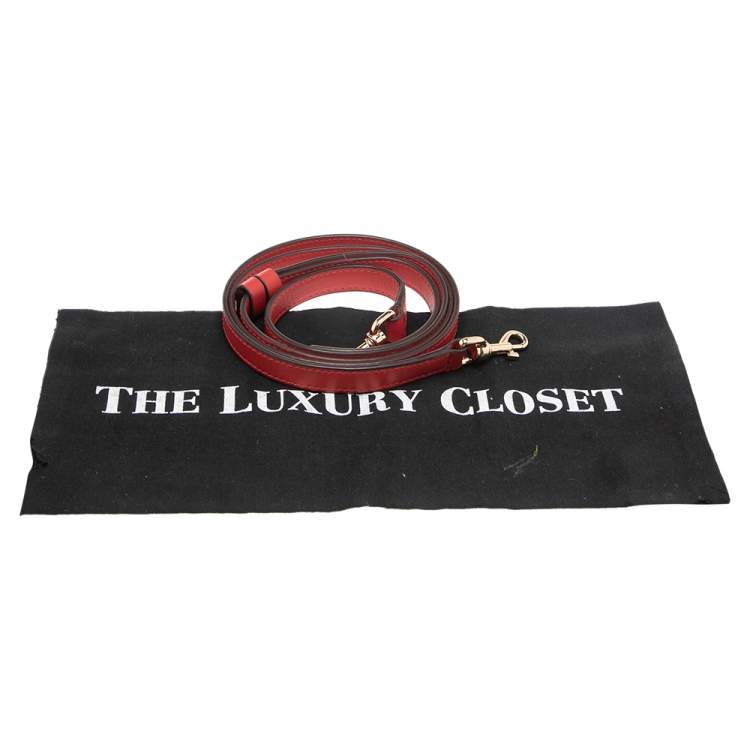 Pre Owned حمالة حقيبة كارولينا هيريرا جلد أحمر قابلة للضبط 