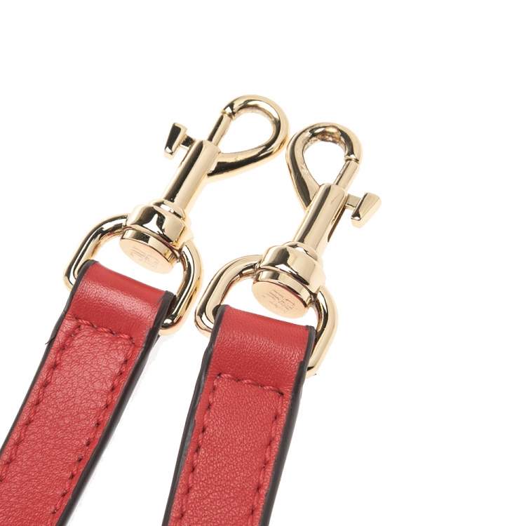 Pre Owned حمالة حقيبة كارولينا هيريرا جلد أحمر قابلة للضبط 