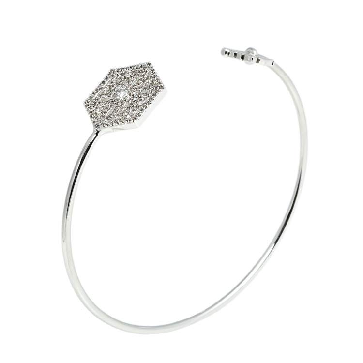 Pre Owned CH Carolina Herrera Silver Tone Crystal Keys Cuff Bracelet