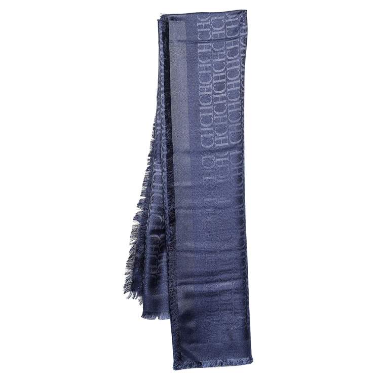 Bufanda de lana merino y angora Initials Insignia blue/gray - CH Carolina  Herrera Estados Unidos