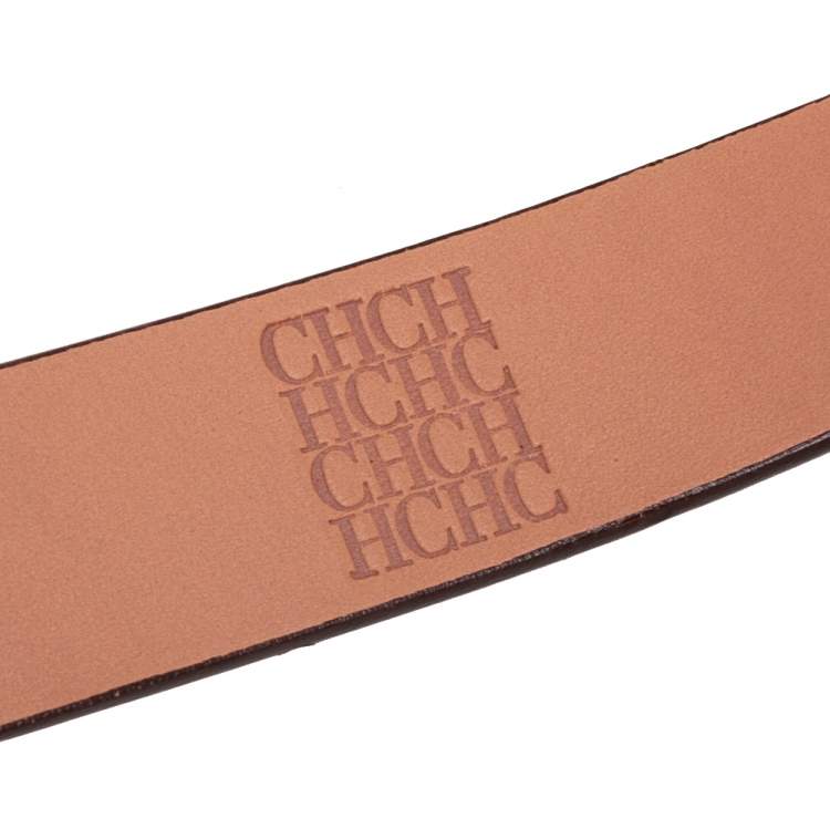 مملوكة مسبقًا CH Carolina Herrera Red Leather Logo Plague Belt 90CM